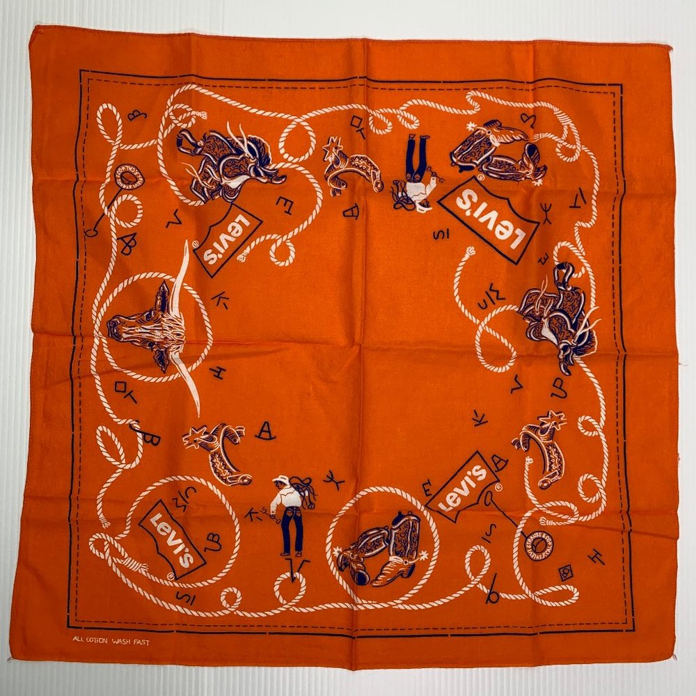 Levis Vintage Bandana Western 50s 60s Orange Cotton Ranch Brands
